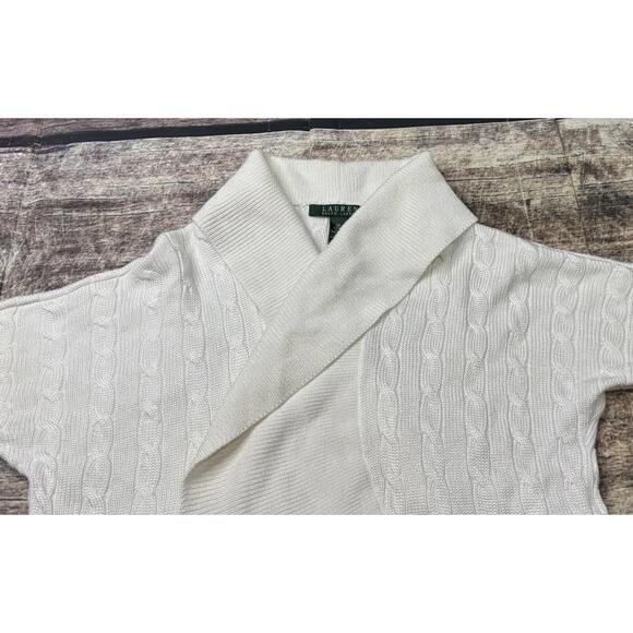 Lauren Ralph Lauren Cardigan Sweater Womens Medium Cable Knit Open Shawl - Picture 4 of 15